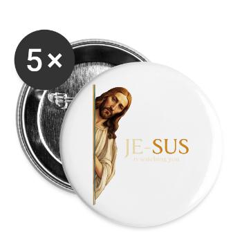 Watchful Jesus - Buttons large 2.2'' (5-pack) - white