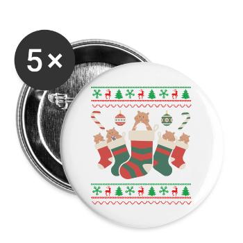 Hamster Christmas Socks Funny Xmas Party Winter - Buttons large 2.2'' (5-pack) - white