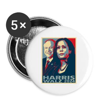 Kamala Walz 2024, President Kamala Harris - Buttons large 2.2'' (5-pack) - white