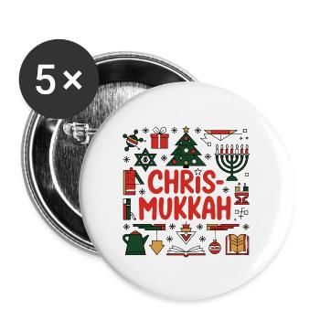 Chrismukkah Hanukkah Christmas Jewish Religious - Buttons large 2.2'' (5-pack) - white