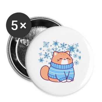 Blue party cat - Buttons large 2.2'' (5-pack) - white