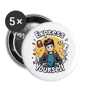 Express Yourself - Buttons large 2.2'' (5-pack) - white