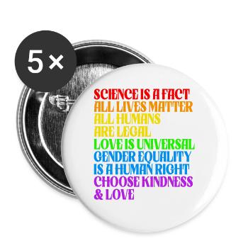 Human rainbow flag pride human rights LGBTQ - Buttons large 2.2'' (5-pack) - white
