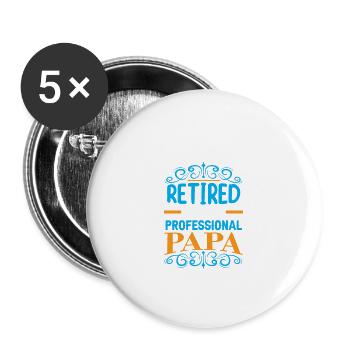 Retired Papa - Buttons large 2.2'' (5-pack) - white