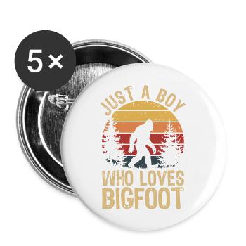 Just a Boy Who Loves Bigfoot Fun Cryptid Retro - Buttons large 2.2'' (5-pack) - white