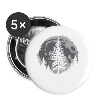 Majestic Pine Tree Silhouette with Full Moon Night - Buttons large 2.2'' (5-pack) - white