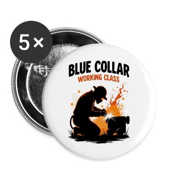 Blue Collar Welding – Working Class Grit Tee - Buttons large 2.2'' (5-pack) - white