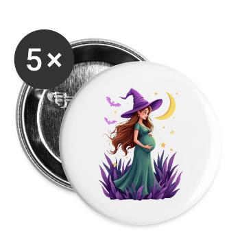 Enchanting Moonlit Night Pregnant Witch - Buttons large 2.2'' (5-pack) - white