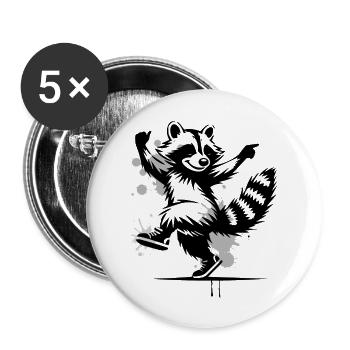 Dancing raccoon in stencil style - Buttons large 2.2'' (5-pack) - white