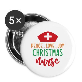 peace-love-joy Christmas nurse - Buttons large 2.2'' (5-pack) - white