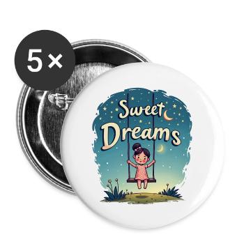 Girl's Sweet Dreams Swing Sleep Shirt - Buttons large 2.2'' (5-pack) - white