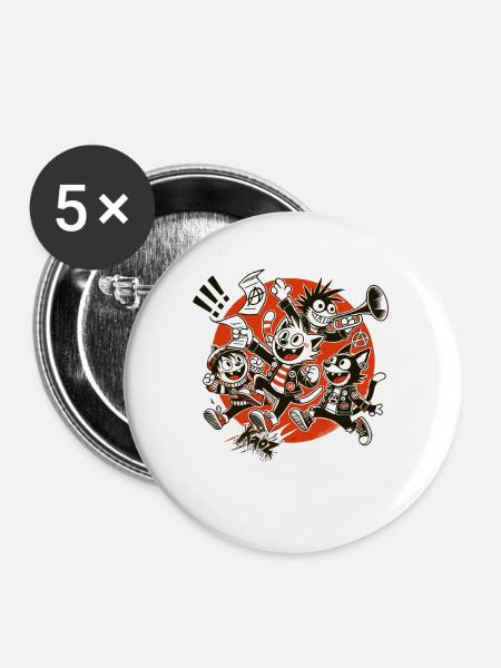 Parody Cartoon Anarchist Punk Kids Band - Buttons large 2.2'' (5-pack) - white