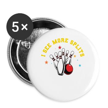 More Splits Than a Pro Funny Bowling Lover Gift - Buttons large 2.2'' (5-pack) - white