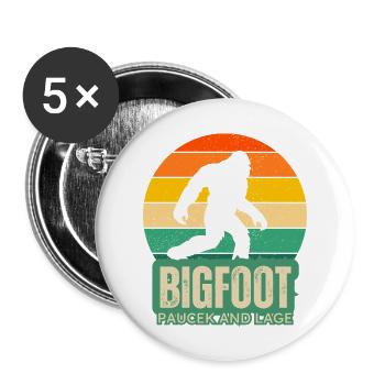 Bigfoot Retro Sunset T-Shirt – Cool Cryptid Design - Buttons large 2.2'' (5-pack) - white