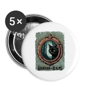 Witch Cat Feline Guardian - Buttons large 2.2'' (5-pack) - white
