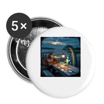 Cryptid Poker Night on Loch Ness - Bigfoot, - Buttons large 2.2'' (5-pack) - white
