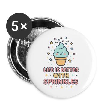 Life Is Better With Cute Smiling Ice Cream Cone - Buttons large 2.2'' (5-pack) - white
