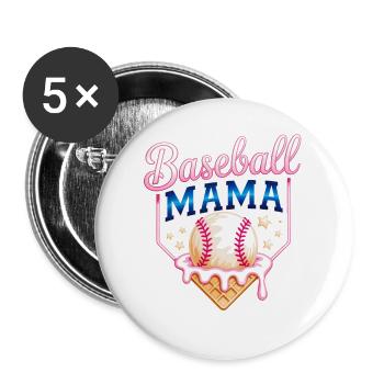 Baseball Mama Ice Cream Cone Blue Star Sports Pare - Buttons large 2.2'' (5-pack) - white
