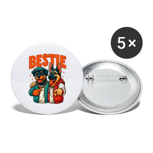 Hip Hop Dog Besties Shirt for Friends & Pet Lovers - Buttons large 2.2'' (5-pack)