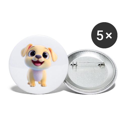 Playful 3D Baby Puppy Looking Up - Buttons large 2.2'' (5-pack)
