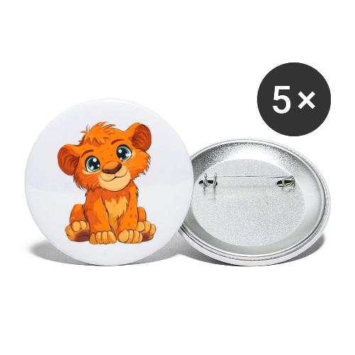 Sweet Cartoon Lion Cub with Big Innocent Eyes - Buttons large 2.2'' (5-pack)