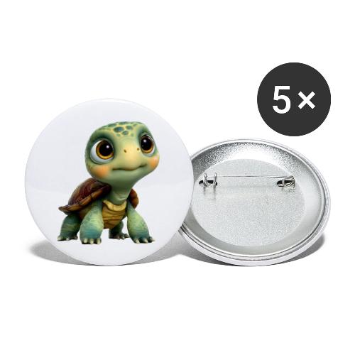 Adorable Cartoon Baby Turtle with Big Eyes - Buttons large 2.2'' (5-pack)