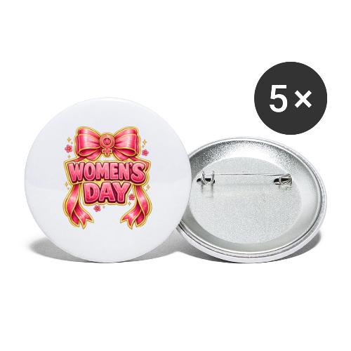 Cute Pink Bow Women’s Day Feminist Symbol - Buttons large 2.2'' (5-pack)