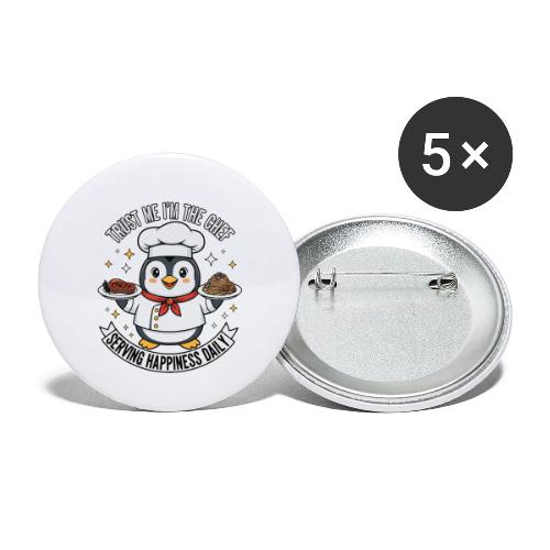 cute Penguin Chef-Funny Cartoon Daily Happiness - Buttons large 2.2'' (5-pack)