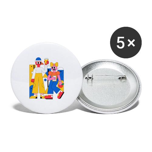 Bold Geometric Duo Pop Art - Buttons large 2.2'' (5-pack)