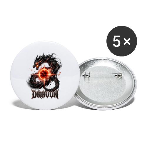 Dravon Fire Dragon Dark Fantasy Graphic T-Shirt - Buttons large 2.2'' (5-pack)
