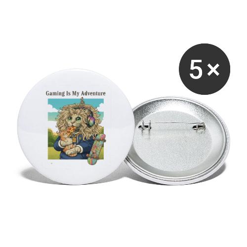 Gaming Cat Adventure: Pizza & Skates - Buttons large 2.2'' (5-pack)