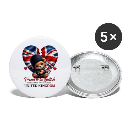 Proud to Be British Teddy Bear UK Patriot Gift - Buttons large 2.2'' (5-pack)