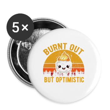 Burnt Out but Optimistic Cute Marshmallow Vintage - Buttons large 2.2'' (5-pack) - white