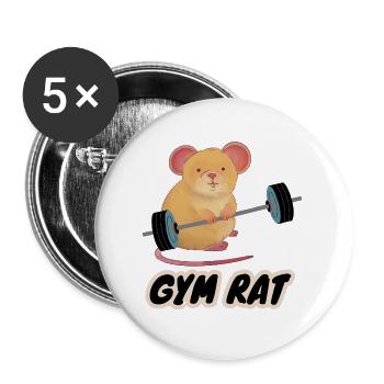 Gym rat - Buttons large 2.2'' (5-pack) - white