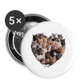 Adorable Cat Faces Heart Design for a Cat Lover - Buttons large 2.2'' (5-pack) - white