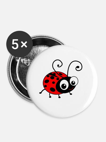 Cute Happy Ladybug - Buttons large 2.2'' (5-pack) - white