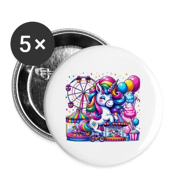 Carnival Fun Unicorn Enjoys Festive Rides - Buttons large 2.2'' (5-pack) - white