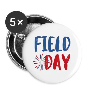 Field Day Red White and Blue Student Teacher - Buttons large 2.2'' (5-pack) - white