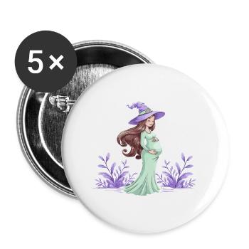 Enchanting Moonlit Night Pregnant Witch - Buttons large 2.2'' (5-pack) - white