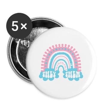 They Them Trans Pronouns Transgender Boho Rainbow - Buttons large 2.2'' (5-pack) - white