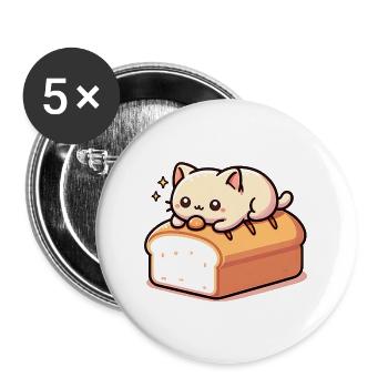Giant Loaf Shokupan Cat - Buttons large 2.2'' (5-pack) - white