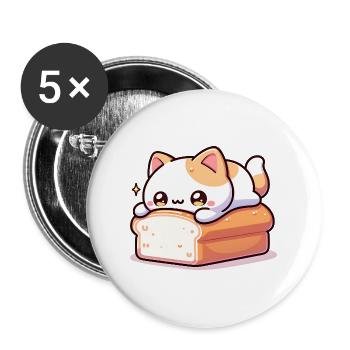Bread Loaf Cat - Buttons large 2.2'' (5-pack) - white