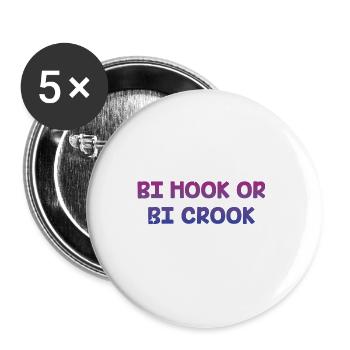 Bi Hook or Bi Crook Bisexual LGBTQ Bi Pride LGBT - Buttons large 2.2'' (5-pack) - white