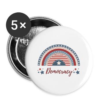 Patriotic Red White and Blue Rainbow Democracy - Buttons large 2.2'' (5-pack) - white