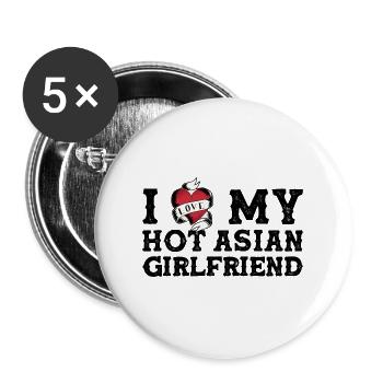 I Love My Hot Asian Girlfriend - I Heart My - Buttons large 2.2'' (5-pack) - white