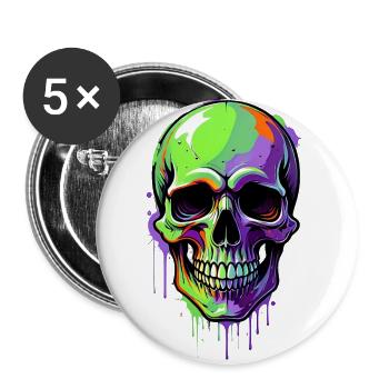 Neon Graffiti Skull Splash - Buttons large 2.2'' (5-pack) - white
