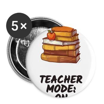 Teacher Mode On Book Stack - Buttons large 2.2'' (5-pack) - white