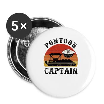Pontoon Captain Motor Boating Captain - Buttons large 2.2'' (5-pack) - white