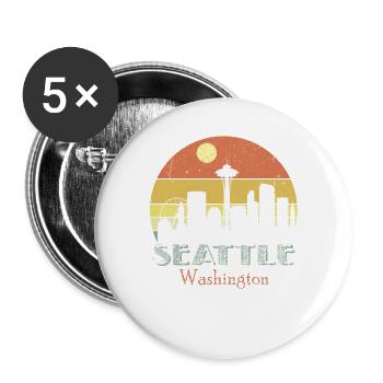 Washington Seattle Vintage City - Buttons large 2.2'' (5-pack) - white