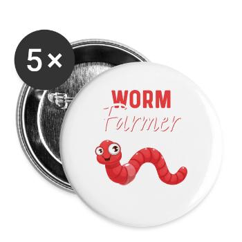 Funny Worm Farmer Organic Fertilizer Vermiculture - Buttons large 2.2'' (5-pack) - white